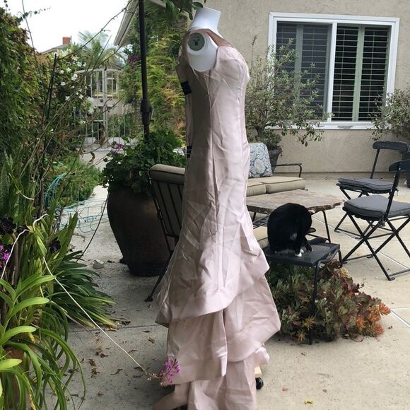 Sequin Hearts Ruffle Hem Off Shoulder Mermaid Gown - Picture 3 of 8